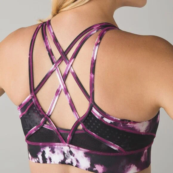 [Lululemon] Strap It Like It's Hot Blooming Pixie Raspberry/Black Sports Bra 6 - Picture 4 of 11